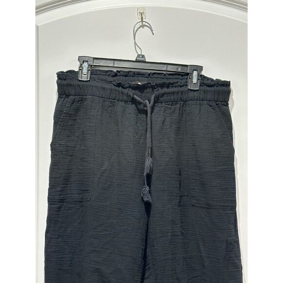 Madewell Pull-on Drawstring Waist Gauze Black Pants Size Medium - Picture 5 of 7